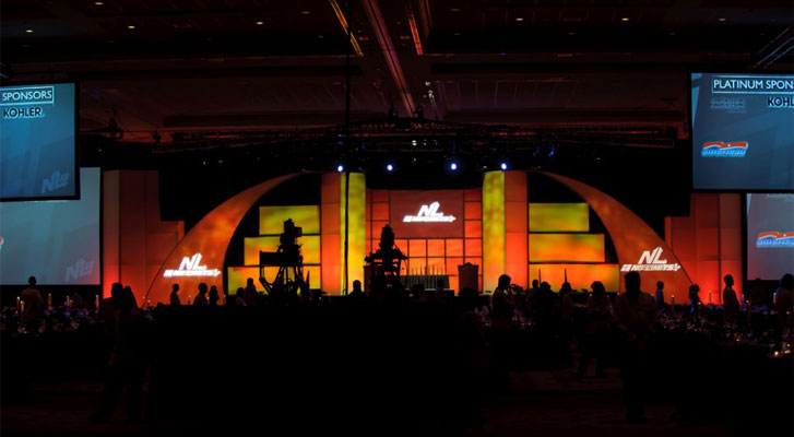 Image: Live production services provided at a corporate event, planned by Benchmarc360.